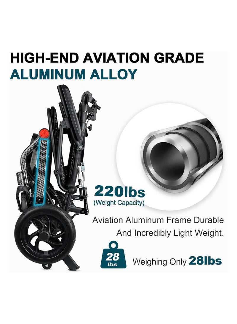 كرسي متحرك خفيف الوزن مصنوع من الألومنيوم وقابل للإمالة يدويًا للبالغين وكبار السن، بسعة 220 رطلاً، كرسي متحرك قابل للطي - Image 5