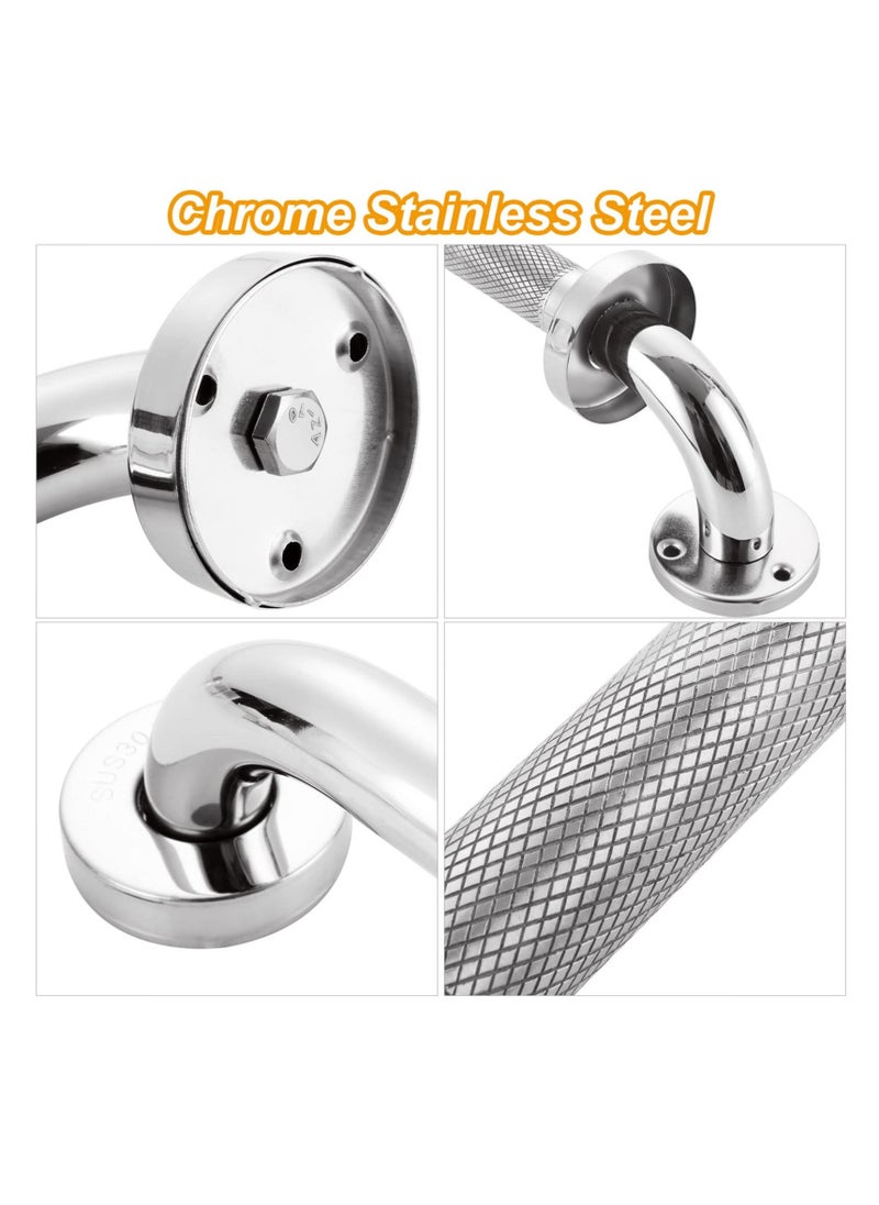 Generic Chrome Stainless Steel Grab Rails for Bathroom, 12 Inch Anti-Slip Shower Handles for Seniors, Disabled, Elderly, Safety Shower Handle Support Rails, Toilet Grab Handle, 2 PCS  - Image 4