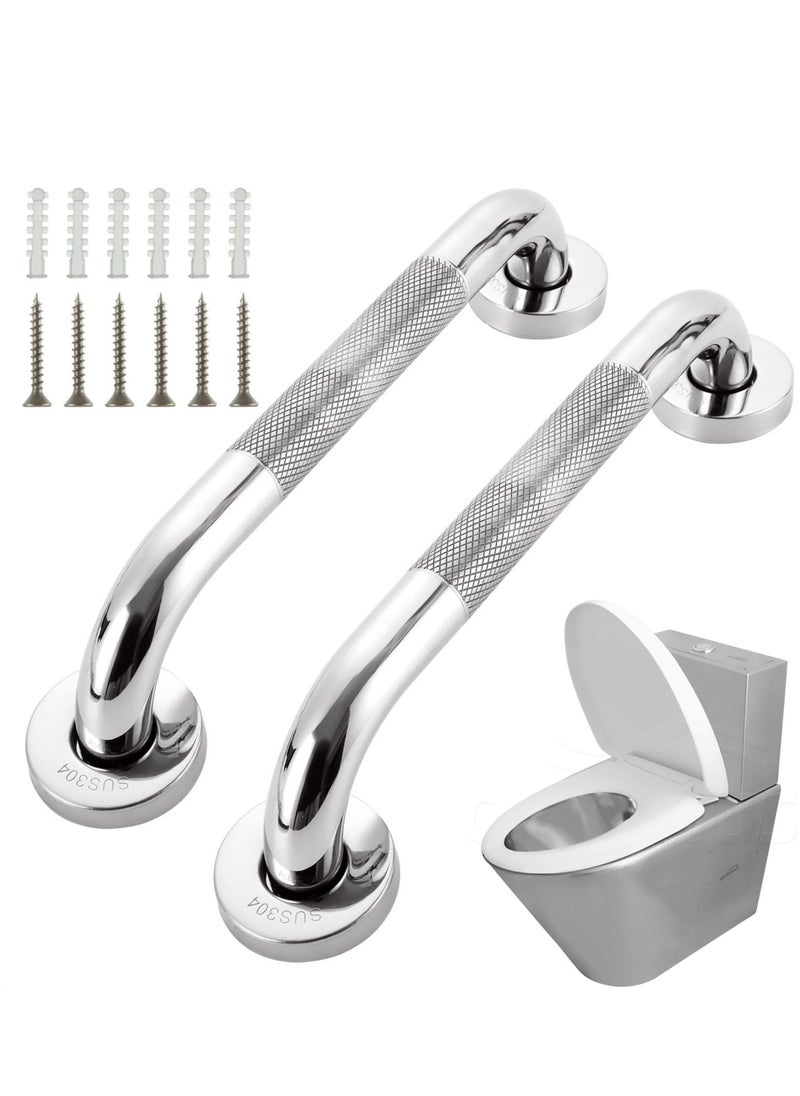 Generic Chrome Stainless Steel Grab Rails for Bathroom, 12 Inch Anti-Slip Shower Handles for Seniors, Disabled, Elderly, Safety Shower Handle Support Rails, Toilet Grab Handle, 2 PCS  - Image 1