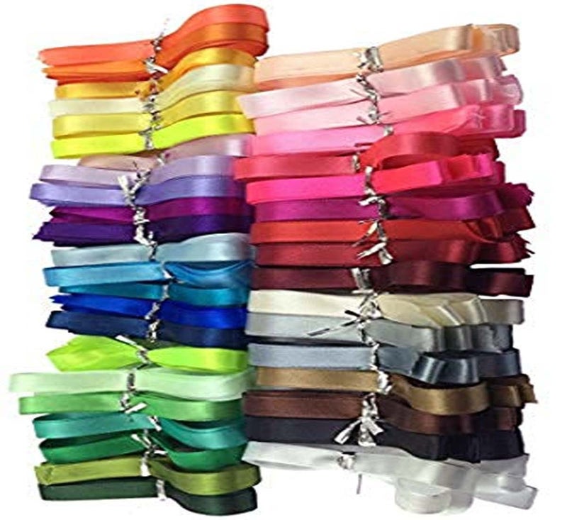DIY Crafts Pack Of 80 Yards, Design No # 1, 1-2"inch Satin Double Face Solid Polyester Ribbon 15-25 Unsorted Bulk Lots Mix for Gift Wrapping Party Decoration Arrange (Pack Of 80 Yards, Design No # 1) - Image 1