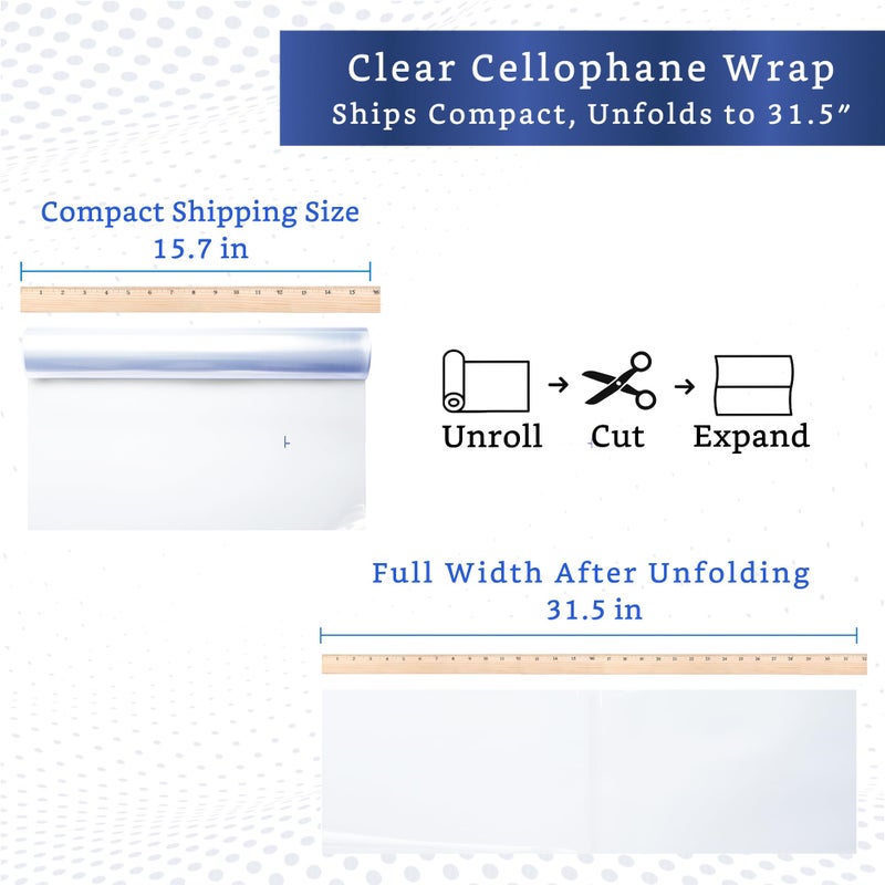 FIESTA WRAPS Clear Cellophane Wrap Roll (31.5 in x 110 ft) - Cellophane Roll - Clear Wrapping Paper to Wrap Gift Baskets - Gift Basket Wrapping Supplies - Papel CelofÃ¡n Transparente - Image 2