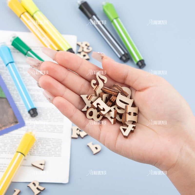 AUEAR , 200 Pack Mini Wooden Random Alphabet Letters Numbers Craft for DIY Wedding Party Displays Decoration 15 mm - Image 3