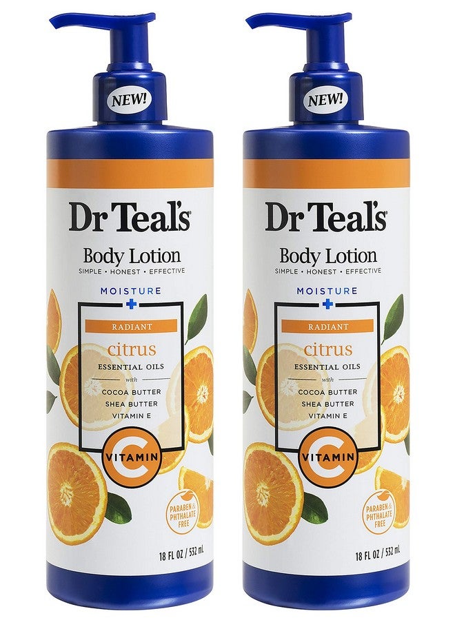 Dr Teal's Body Lotion Moisture Plus Radiant Citrus Essential Oils And Vitamin C 18 Fl Oz 2 Pack (36 Fl Oz) - Image 1