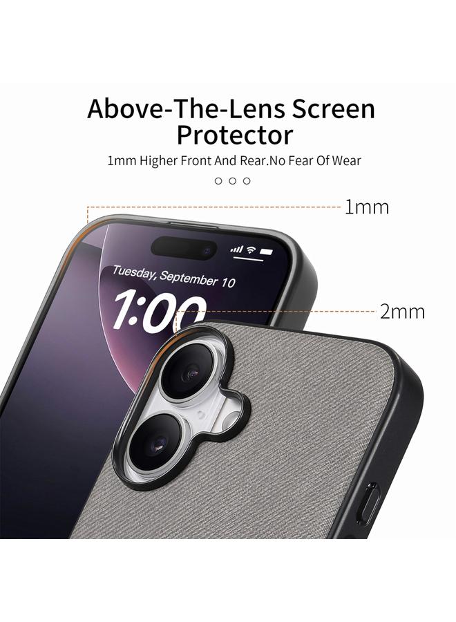 S-TOP Case For iPhone 16 Plus Twill Fabric Leather Skin Back Phone Case - Image 4
