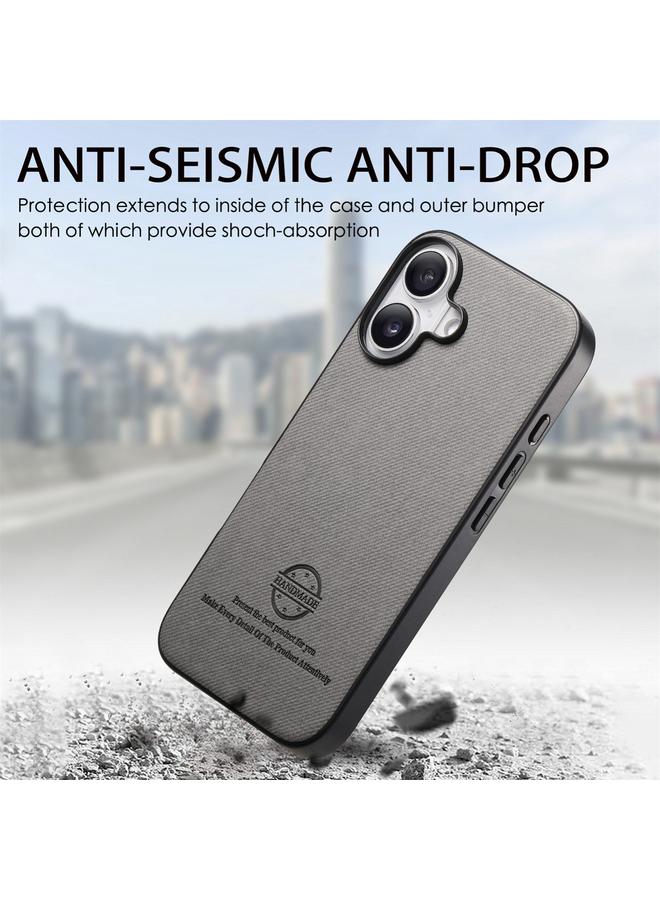 S-TOP Case For iPhone 16 Plus Twill Fabric Leather Skin Back Phone Case - Image 5