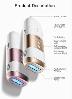 Airbot Airbot Aria Opal Laser Hair Removal Device IPL Ice Cooling Technology Hair Removal Handset Hair Removal Machine RoseGold  - Image 4
