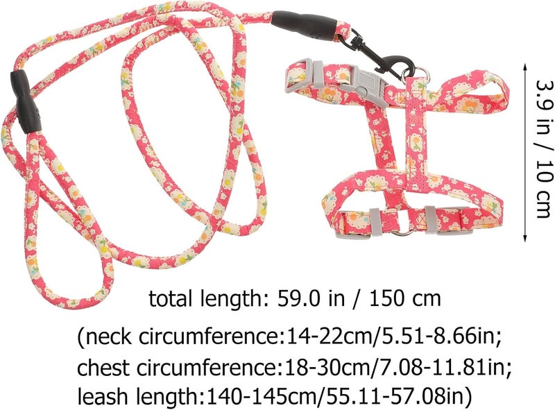 Adjustable Cat Harness and Leash Set Small Escape-Proof Soft Vest with Chest Strap Pink Cherry for Outdoor Walking Kitten and Cat - Image 2