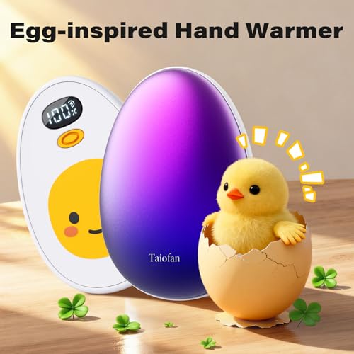 Taiofan Hand Warmers Rechargeable, 2 Pack Cute Egg Design, LED Display, 4 Levels Fast Heating Magnetic Electric Hand Warmers, Portable Pocket Heater Gifts for Women Men Outdoor Camping Hunting Golf - Image 2