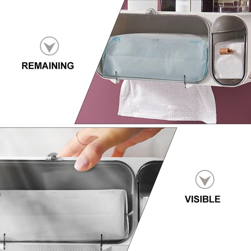 Wall Mounted Face Towel Container And Cosmetic Storage Rack White Bathroom Accessory With Tissue Holder Multi Function Washcloth Box For Home Bath Organization - Image 4