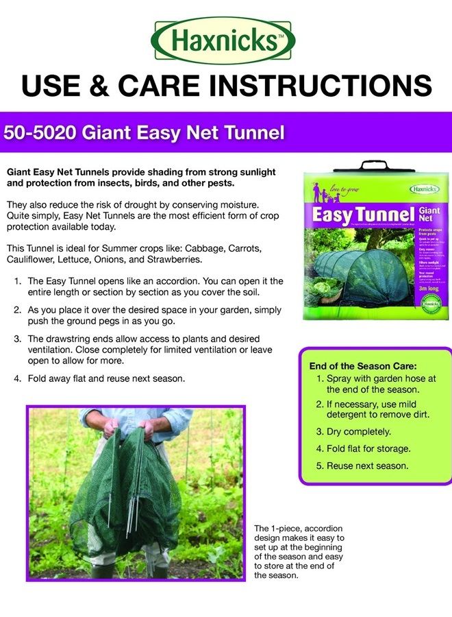 Tierra Garden 50-5020 Haxnicks Easy Shade Net Tunnel Garden Cloche, Giant