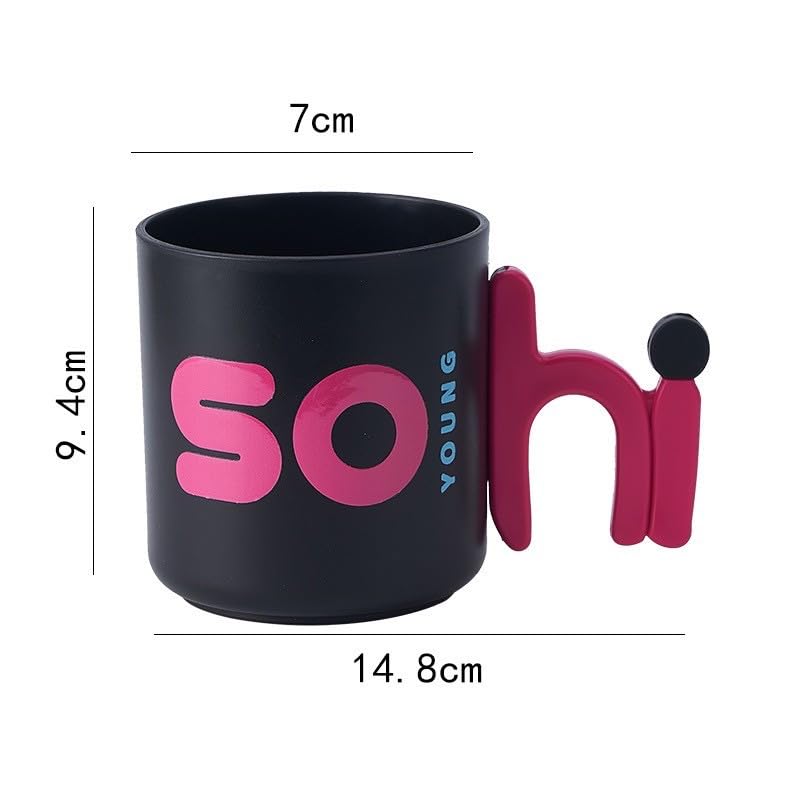 DCELLA Reusable Mouthwash Cup - Letter Cup Toothbrush Holder - Bathroom Toothbrush Holder Organizer, Mouthwash Rinsing Cups for Home Bathroom Countertop (Pack of 2-Green+Black) - Image 2