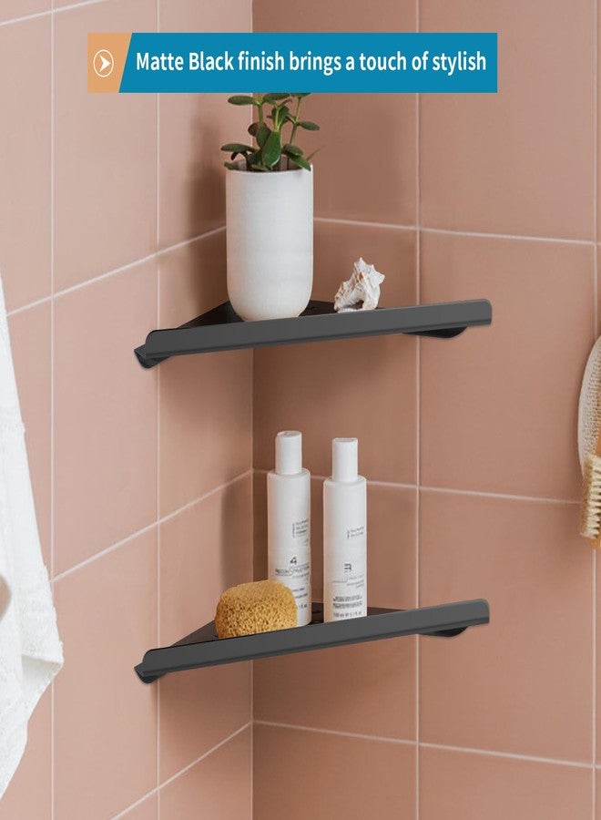Sanbege 2 Pcs 304 Stainless Steel Corner Shelf with Screws, Triangle Shower Caddy, Wall Mount Soap Holder for Bathroom, Kitchen Organization (Matte Black) - Image 4