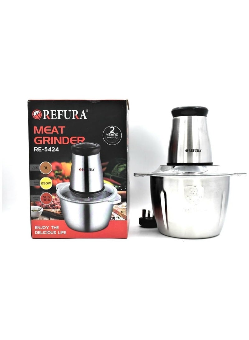 ريفورا مفرمة طعام كهربائية متعددة الوظائف مع وعاء من الفولاذ المقاوم للصدأ وشفرات عالية السرعة - Image 4