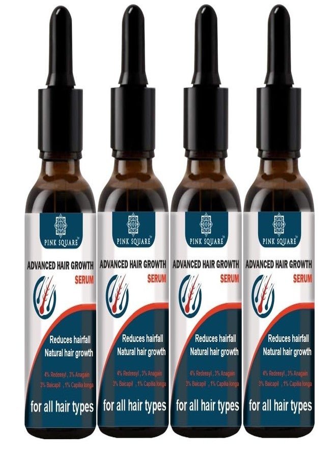 Pink Square Hair Growth Serum 3% Redensyl, 4% Capixyl, 3% Procapil, 3% Anagain | Boosts Hair Growth | Thicker & Stronger Hair | Non-Sticky | Paraben & Sulphate-Free 30 ml Pack of 4 - Image 1
