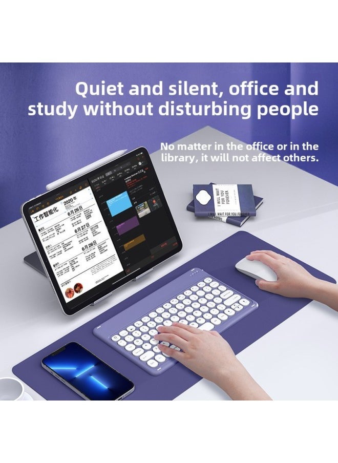 For IPad Round Key Cap Flat Bluetooth Keyboard Mobile Phone Water Drop Key Cap Bluetooth Mouse Wireless Mute Key Mouse Cover-Color:Round Key-White-Product Type:Keyboard + White Battery Mouse - Image 4
