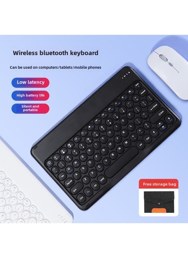 For IPad Round Key Cap Flat Bluetooth Keyboard Mobile Phone Water Drop Key Cap Bluetooth Mouse Wireless Mute Key Mouse Cover-Color:Round Key-White-Product Type:Keyboard + White Battery Mouse - Image 3