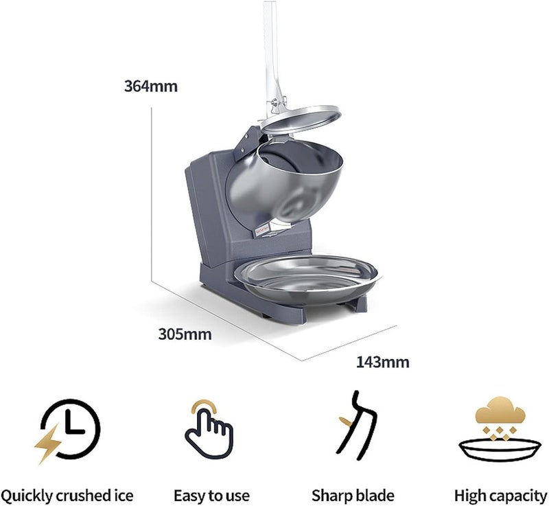 Mammoth Electric Home Commercial Use 3 Knife Ice Crusher 250W Commercial Ice ShaverThe Amount of Crushed Ice 65KGHHeavy Duty Stainless Steel Blade Cold DrinksThree Blades Snow Cone Maker Yellow  - Image 2