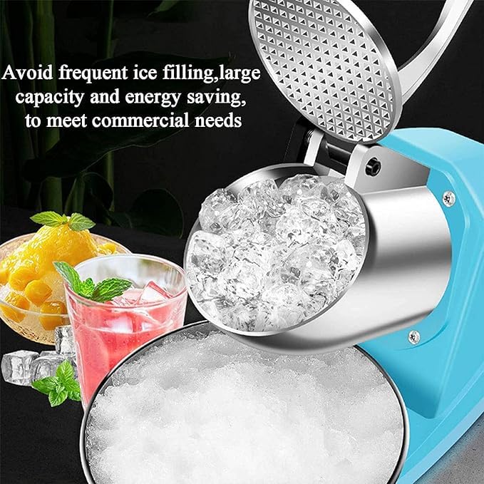 Mammoth Electric Home Commercial Use 3 Knife Ice Crusher 250W Commercial Ice ShaverThe Amount of Crushed Ice 65KGHHeavy Duty Stainless Steel Blade Cold DrinksThree Blades Snow Cone Maker Yellow  - Image 4