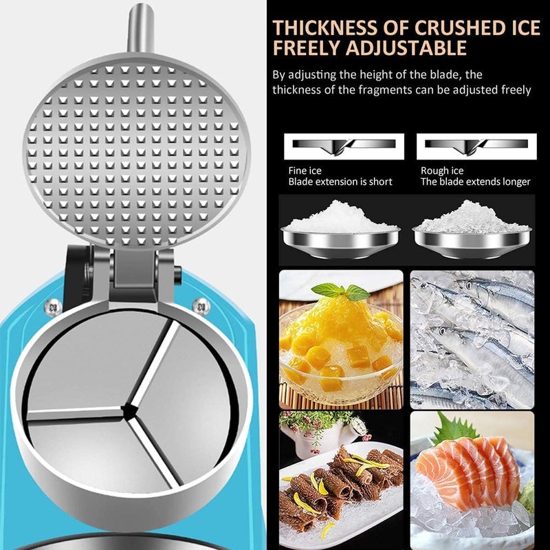 Mammoth Electric Home Commercial Use 3 Knife Ice Crusher 250W Commercial Ice ShaverThe Amount of Crushed Ice 65KGHHeavy Duty Stainless Steel Blade Cold DrinksThree Blades Snow Cone Maker Yellow  - Image 3