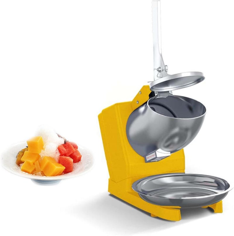 Mammoth Electric Home Commercial Use 3 Knife Ice Crusher 250W Commercial Ice ShaverThe Amount of Crushed Ice 65KGHHeavy Duty Stainless Steel Blade Cold DrinksThree Blades Snow Cone Maker Yellow  - Image 1