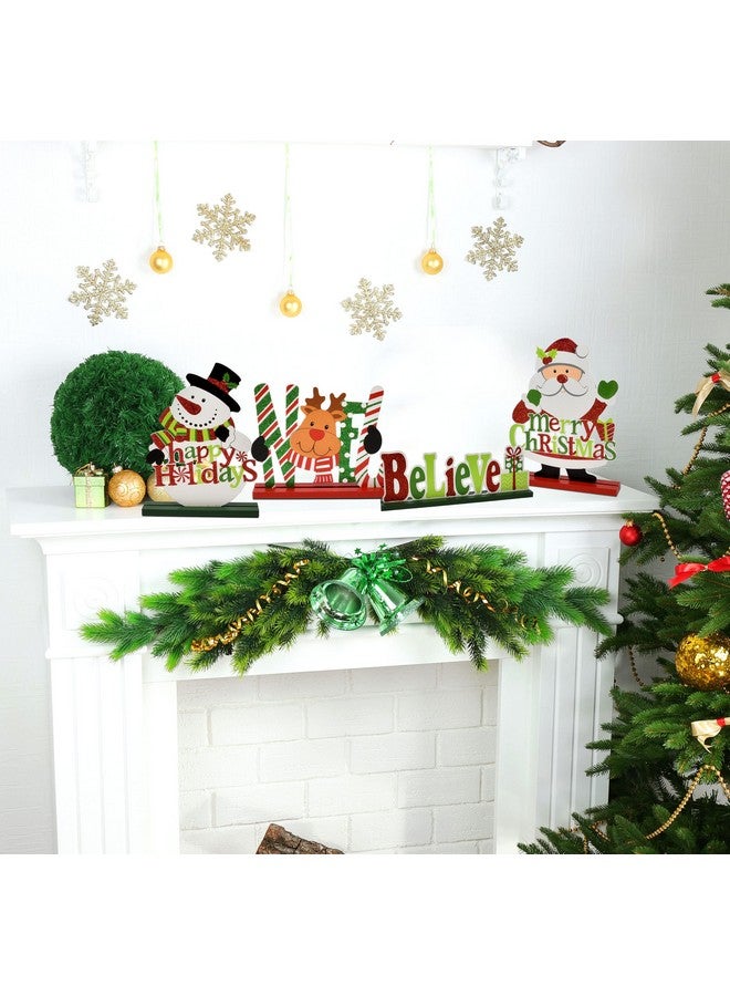 Gift Boutique 6 Christmas Table Signs Decorations Wooden Centerpiece Tabletop Snowman Wood Desktop Decor for Kitchen Home Xmas Holiday Party Supplies - Image 4