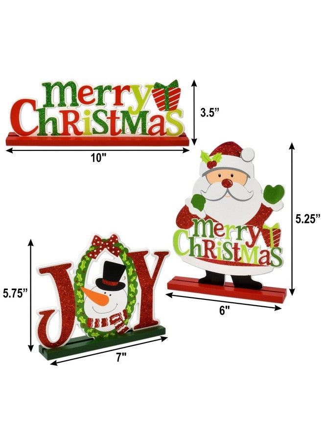 Gift Boutique 6 Christmas Table Signs Decorations Wooden Centerpiece Tabletop Snowman Wood Desktop Decor for Kitchen Home Xmas Holiday Party Supplies - Image 2