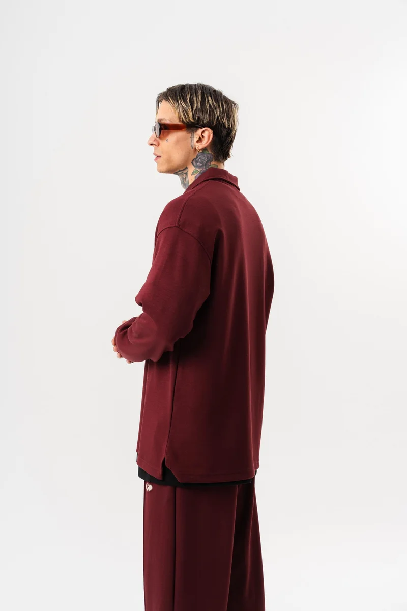 RESPIRE Men's Modal Half-Zip Sweatshirt Cherry (Vişne)