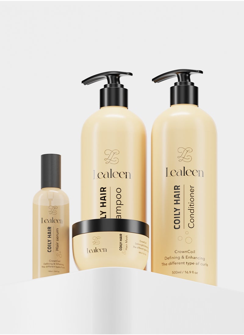 LEALEEN - Lealen Crown Coil for Coily Hair Bundle | Shampoo 500ml-Conditioner 500ml-Hair Serum 100ml-Hair Mask-300ml - Image 1