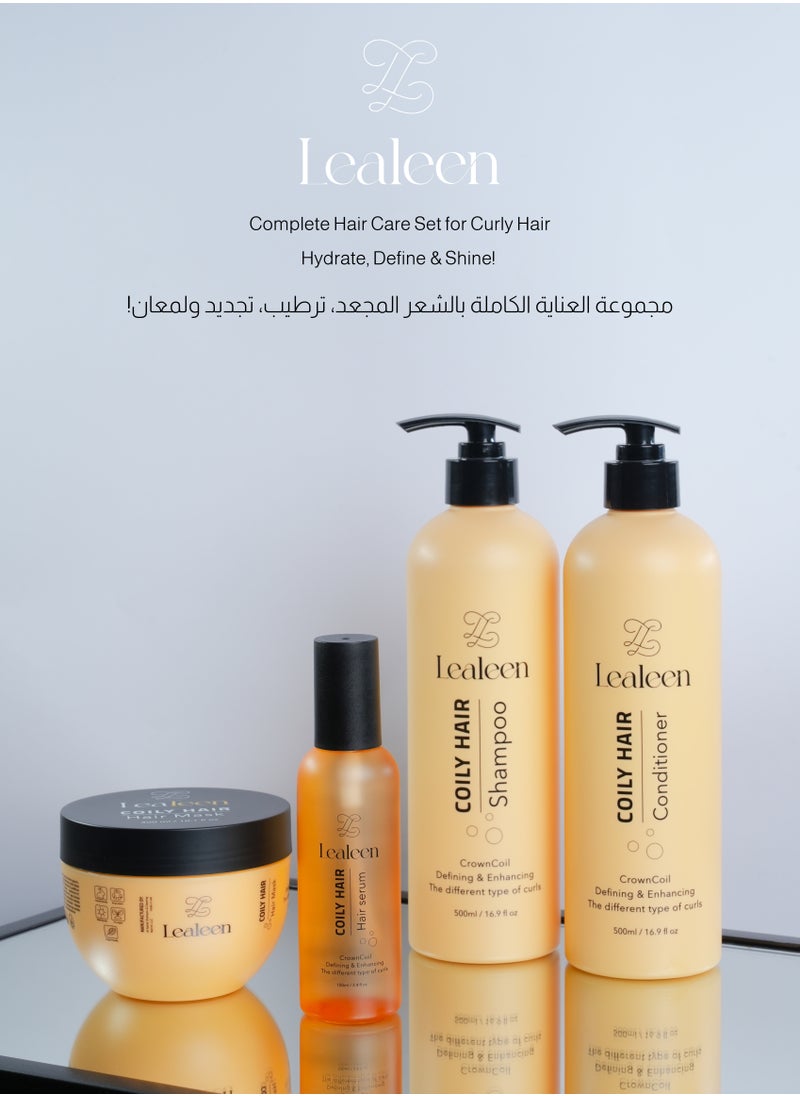 LEALEEN - Lealen Crown Coil for Coily Hair Bundle | Shampoo 500ml-Conditioner 500ml-Hair Serum 100ml-Hair Mask-300ml - Image 1