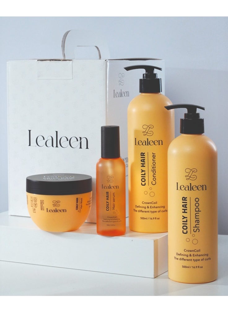 LEALEEN - Lealen Crown Coil for Coily Hair Bundle | Shampoo 500ml-Conditioner 500ml-Hair Serum 100ml-Hair Mask-300ml - Image 1