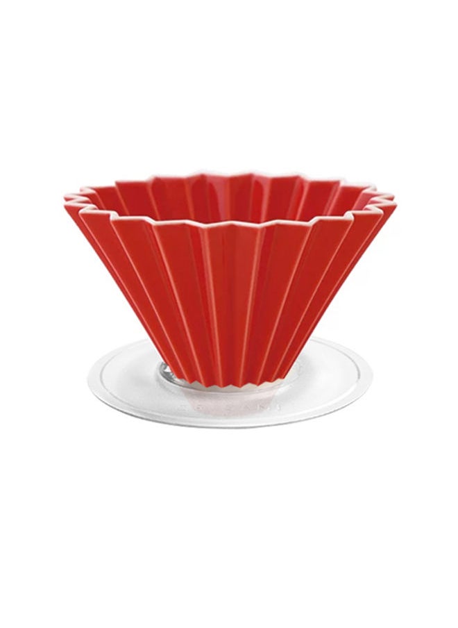 Origami - Ceramic Dripper M with Plastic Holder - Pour Over Coffee Maker - Compatible with VCF-02 and Wave 185 filters - Color Red - Image 1