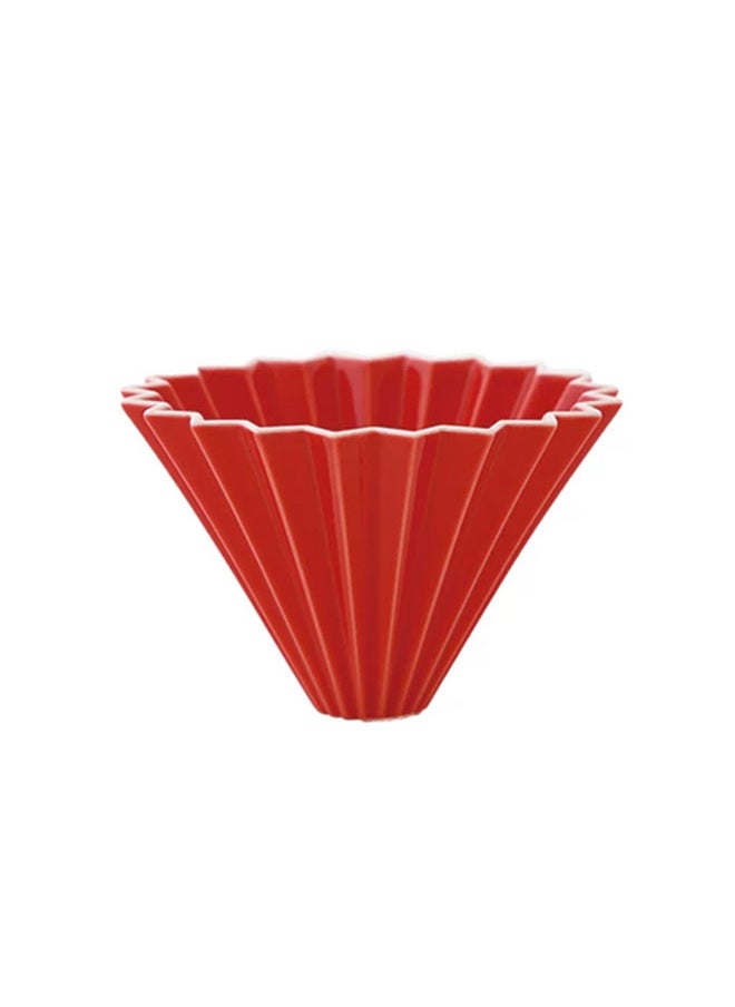 Origami - Ceramic Dripper M with Plastic Holder - Pour Over Coffee Maker - Compatible with VCF-02 and Wave 185 filters - Color Red - Image 1