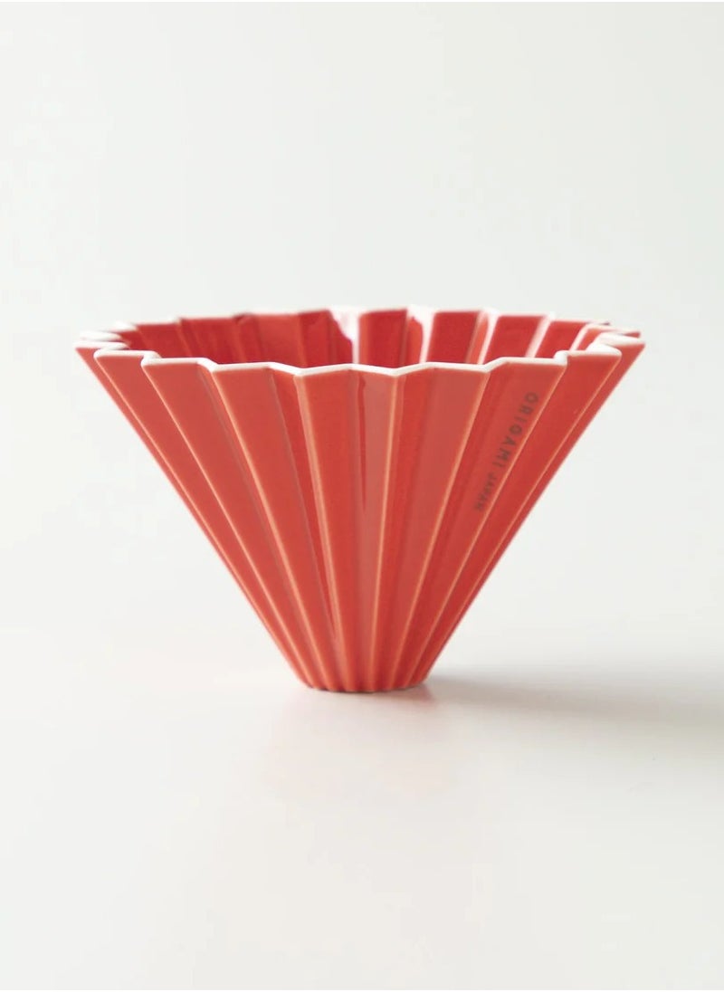 Origami - Ceramic Dripper M with Plastic Holder - Pour Over Coffee Maker - Compatible with VCF-02 and Wave 185 filters - Color Red - Image 1