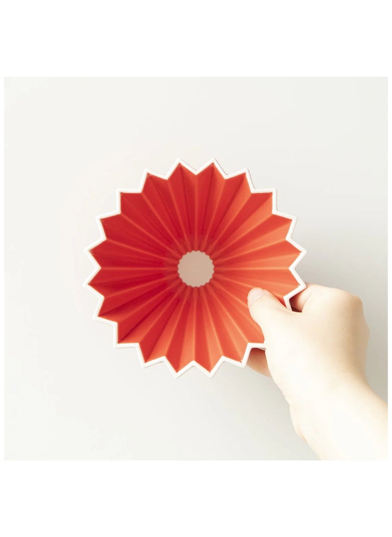Origami - Ceramic Dripper M with Plastic Holder - Pour Over Coffee Maker - Compatible with VCF-02 and Wave 185 filters - Color Red - Image 1