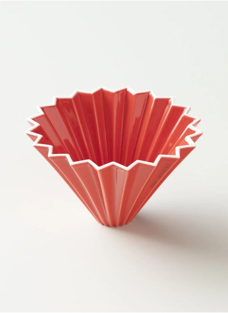Origami - Ceramic Dripper M with Plastic Holder - Pour Over Coffee Maker - Compatible with VCF-02 and Wave 185 filters - Color Red - Image 1