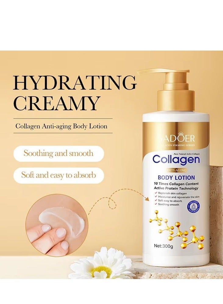 SADOER Pack of 2 Collagen Anti Aging Body Lotion 300ml Each Firming Moisturizing Skin Care for Smooth and Youthful Skin - Image 4