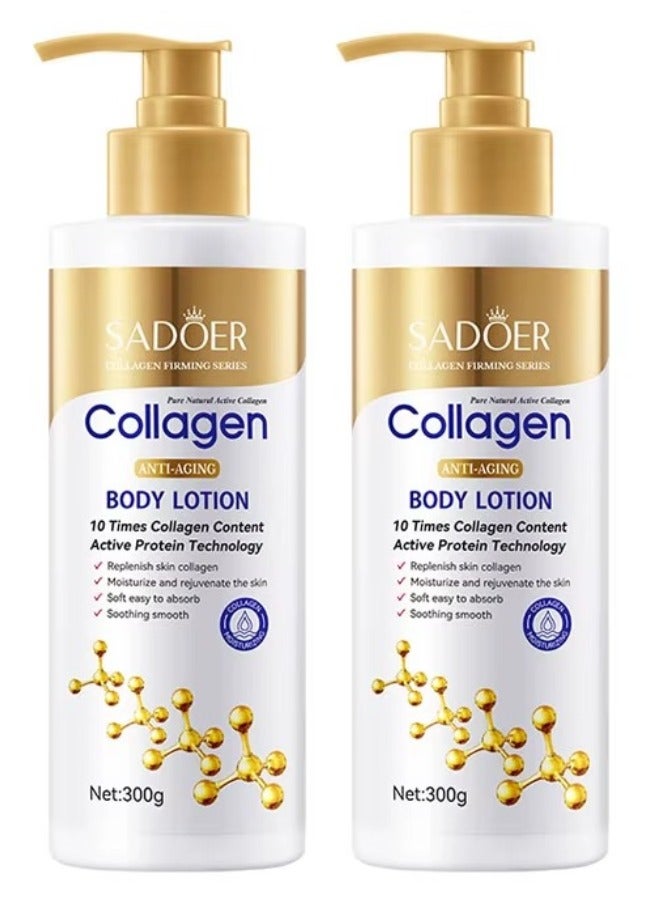 SADOER Pack of 2 Collagen Anti Aging Body Lotion 300ml Each Firming Moisturizing Skin Care for Smooth and Youthful Skin - Image 1