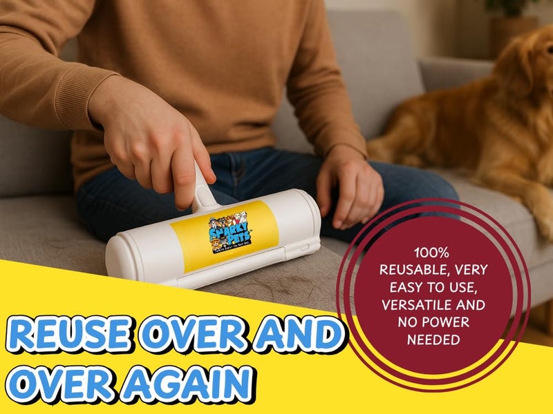 Snarky Pets Pet Hair Roller - Reusable Pet Hair Remover for Furniture, Carpet & Car - Dog & Cat Hair Lint Roller - Pet Odor & Fur Buster - Grooming Essential & Upholstery Cleaner - Sticky, No Refills - Image 5