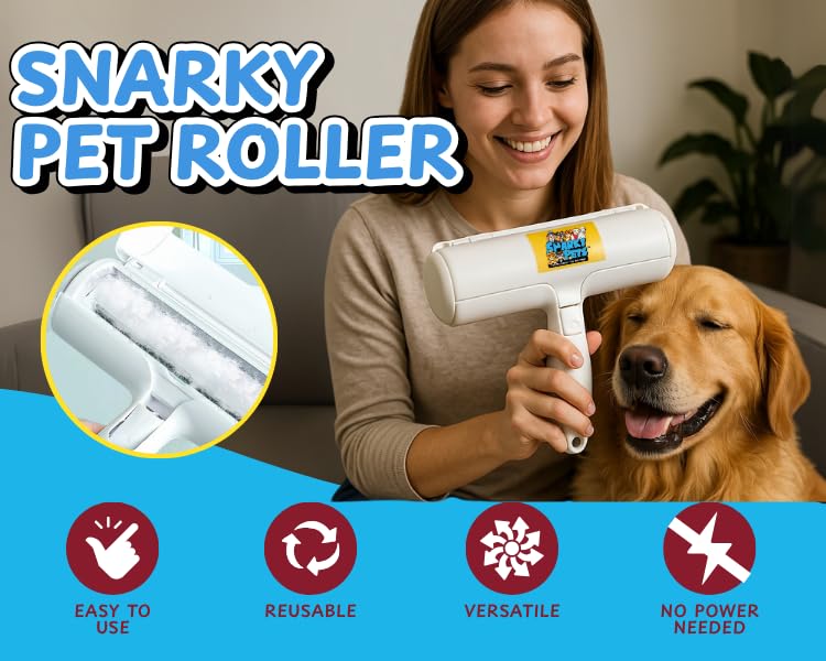 Snarky Pets Pet Hair Roller - Reusable Pet Hair Remover for Furniture, Carpet & Car - Dog & Cat Hair Lint Roller - Pet Odor & Fur Buster - Grooming Essential & Upholstery Cleaner - Sticky, No Refills - Image 4