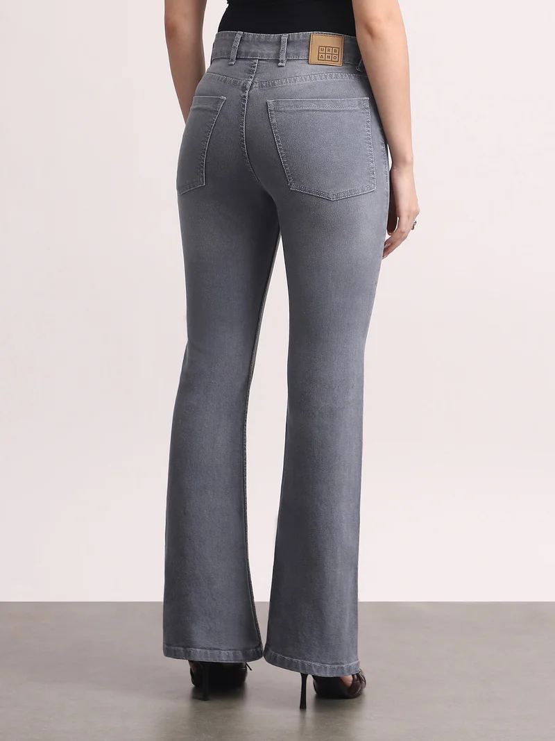 Urbano Fashion  Urbano Fashion Women's Grey Mid Rise Bootcut Washed Jeans Stretchable  | Best Price UAE