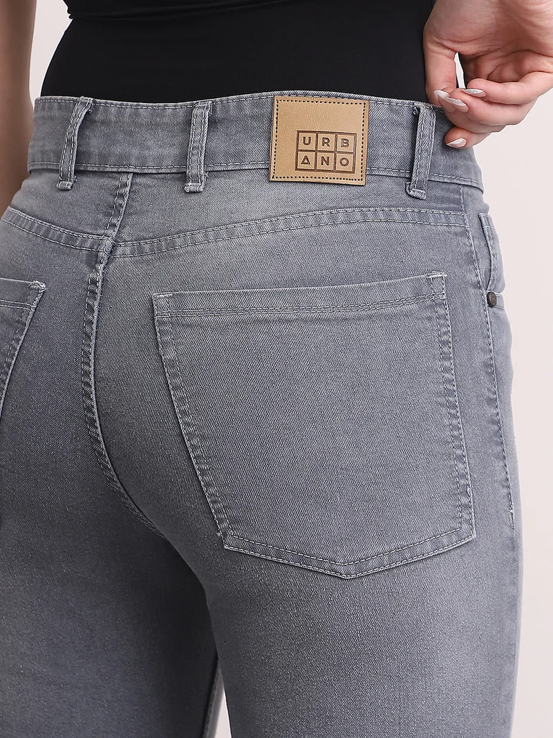 Urbano Fashion  Urbano Fashion Women's Grey Mid Rise Bootcut Washed Jeans Stretchable  | Best Price UAE