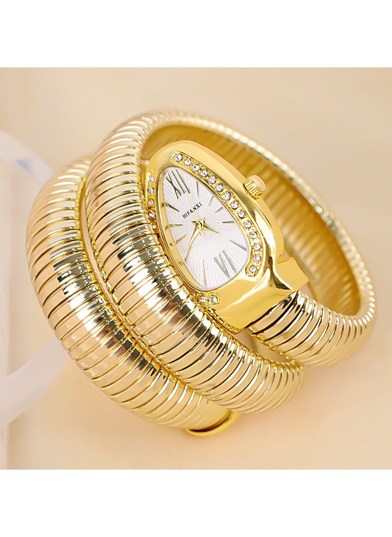 BIFANXI Ladies Fashion Watch, Snake-Shaped Diamond Design Quartz Watch, Fashionable Versatile Bracelet Watch  - Image 2