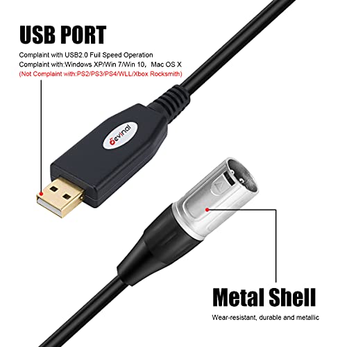 Devinal USB to XLR Audio Cable, USB-A to Dual XLR Male Output Cord, PC to Stereo Audio Cable Converter for Amplifier, Speaker, etc 10Ft - Image 2