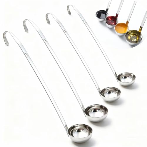 Markeny 4 Pieces Stainless Steel Soup Ladle Metal Handle Ladle with Pouring Rim,1oz/2oz/3oz/5oz Set Ladles for Cooking Soup Sauce - Image 1