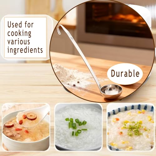 Markeny 4 Pieces Stainless Steel Soup Ladle Metal Handle Ladle with Pouring Rim,1oz/2oz/3oz/5oz Set Ladles for Cooking Soup Sauce - Image 4