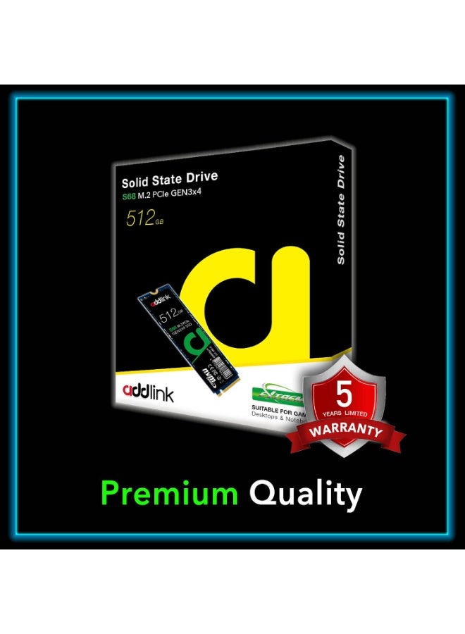 آدد لينك محرك أقراص داخلي addlink S68 بسعة 512 جيجابايت من نوع SSD (تقنية TLC)، واجهة NVMe M.2 PCIe Gen3x4 (مقاس 2280)، سرعة قراءة 3500 ميجابايت/ثانية وسرعة كتابة 1700 ميجابايت/ثانية. 512 GB - Image 4