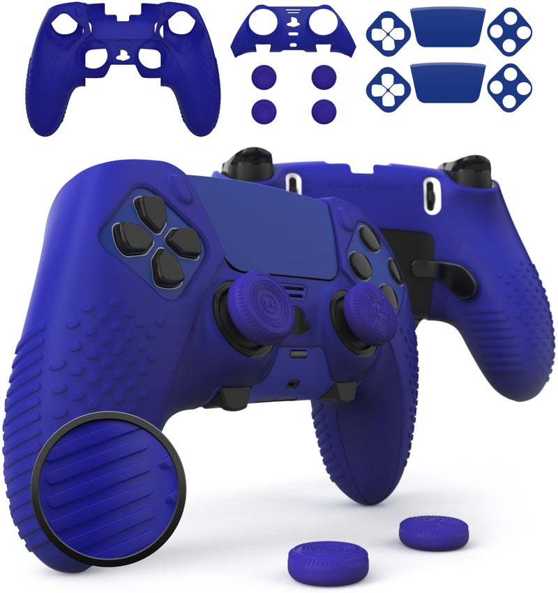 Foamy Lizard Eclipse PS5 Edge Controller Skin Combo Set | Dock Compatible, Protector Decals, Anti-Slip Soft Gel Silicone Cover, Faceplate Shell & Thumb Grips for PlayStation 5 DualSense Edge (Blue) - Image 1