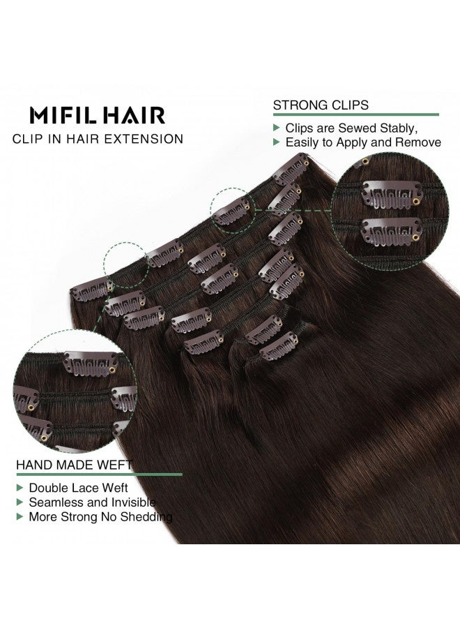 MIFIL Clip in Hair Extensions 20 inch Remy Hair Extensions Real Human Hair 120g Dark Brown Double Weft Natural Straight Human Hair Clip in Extensions for Women(20inch,7pcs, 120g) - Image 1