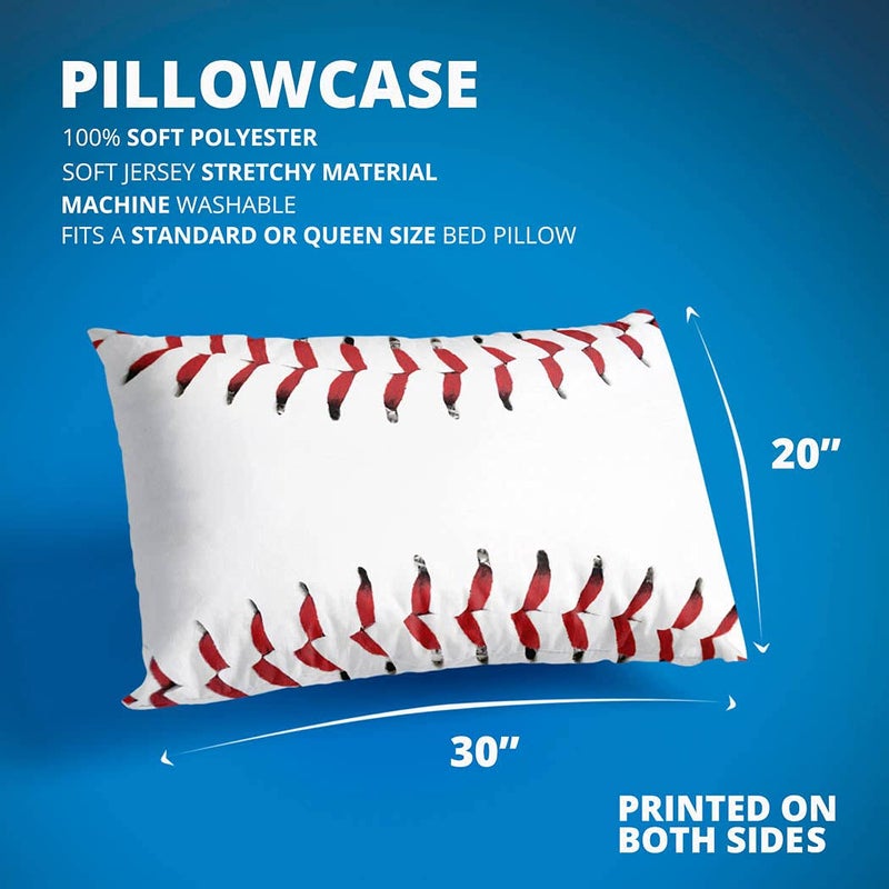 ChalkTalkSPORTS - Baseball Stitches Pillowcase | Baseball Pillowcase Home Decor - Image 3