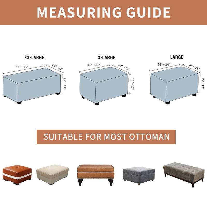 Eco-Ancheng Stretch Ottoman Cover Rectangular Storage Ottoman Slipcover Footrest Stool Covers Ottoman Slipcovers for Foot Stool with Nonslip Elastic Bottom (13,Large) - Image 4